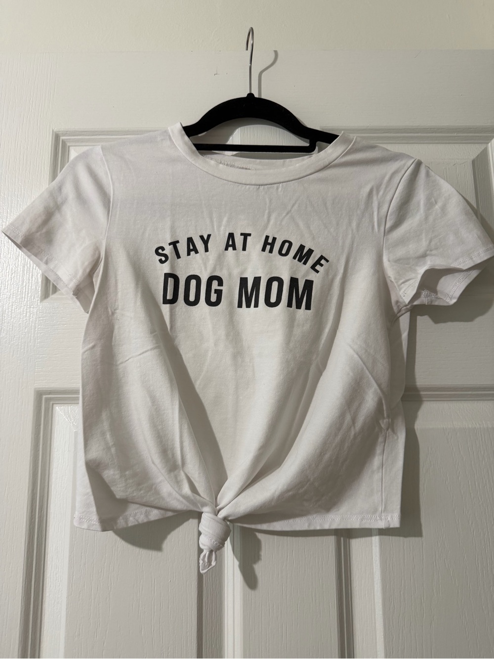 Windsor White Tee with Black "Stay At Home Dog Mom" Graphic